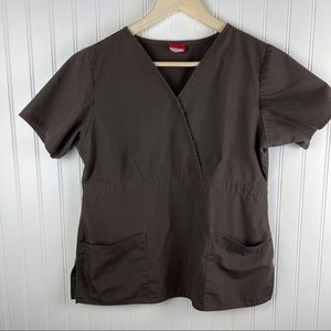 Dickies Every Day Scrub Top Mock Wrap Brown